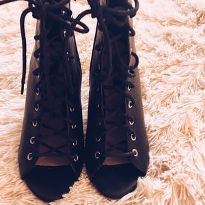 Open toe wedged boots